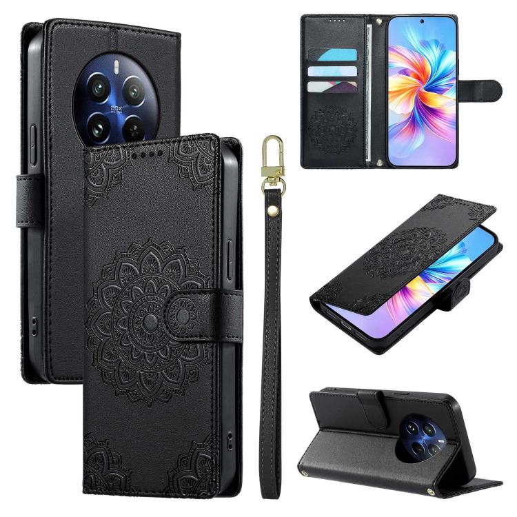 Totem Embossed Magnetic Closure Vegan Leather Phone Case with Strap, For Realme C75 4G / 14X 5G, For Realme C63 4G / Narzo N63 4G, For Realme 13+, For Realme 12+ / 12 4G / 13 4G, For Realme 13 Pro / 13 Pro+, For Realme 12 5G / 12X 5G / C65 5G          ...