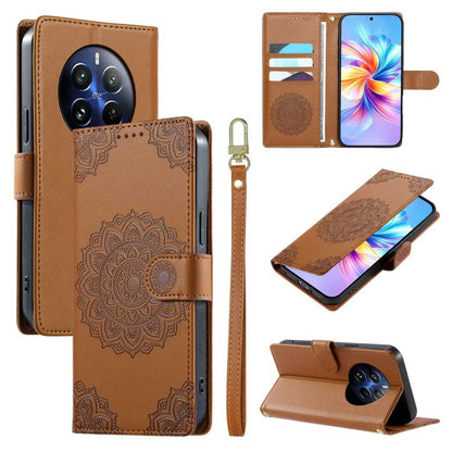 Totem Embossed Magnetic Closure Vegan Leather Phone Case with Strap, For Realme C75 4G / 14X 5G, For Realme C63 4G / Narzo N63 4G, For Realme 13+, For Realme 12+ / 12 4G / 13 4G, For Realme 13 Pro / 13 Pro+, For Realme 12 5G / 12X 5G / C65 5G          ...