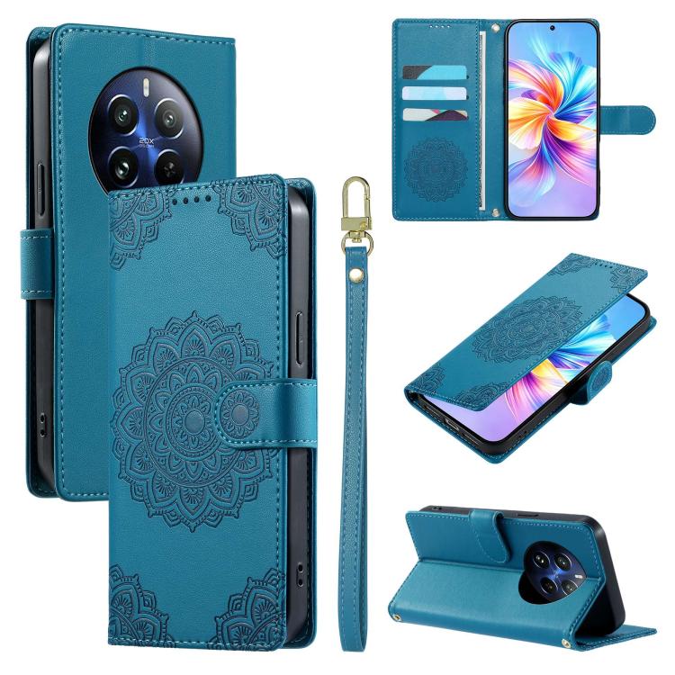 Totem Embossed Magnetic Closure Vegan Leather Phone Case with Strap, For Realme C75 4G / 14X 5G, For Realme C63 4G / Narzo N63 4G, For Realme 13+, For Realme 12+ / 12 4G / 13 4G, For Realme 13 Pro / 13 Pro+, For Realme 12 5G / 12X 5G / C65 5G          ...