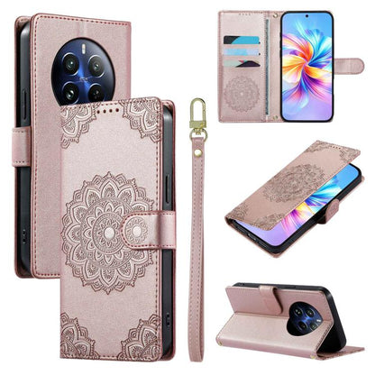 Totem Embossed Magnetic Closure Vegan Leather Phone Case with Strap, For Realme C75 4G / 14X 5G, For Realme C63 4G / Narzo N63 4G, For Realme 13+, For Realme 12+ / 12 4G / 13 4G, For Realme 13 Pro / 13 Pro+, For Realme 12 5G / 12X 5G / C65 5G          ...
