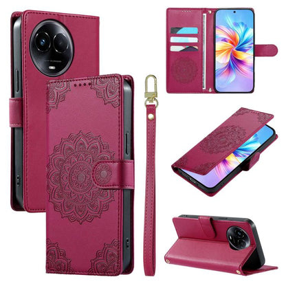 Totem Embossed Magnetic Closure Vegan Leather Phone Case with Strap, For Realme C75 4G / 14X 5G, For Realme C63 4G / Narzo N63 4G, For Realme 13+, For Realme 12+ / 12 4G / 13 4G, For Realme 13 Pro / 13 Pro+, For Realme 12 5G / 12X 5G / C65 5G          ...