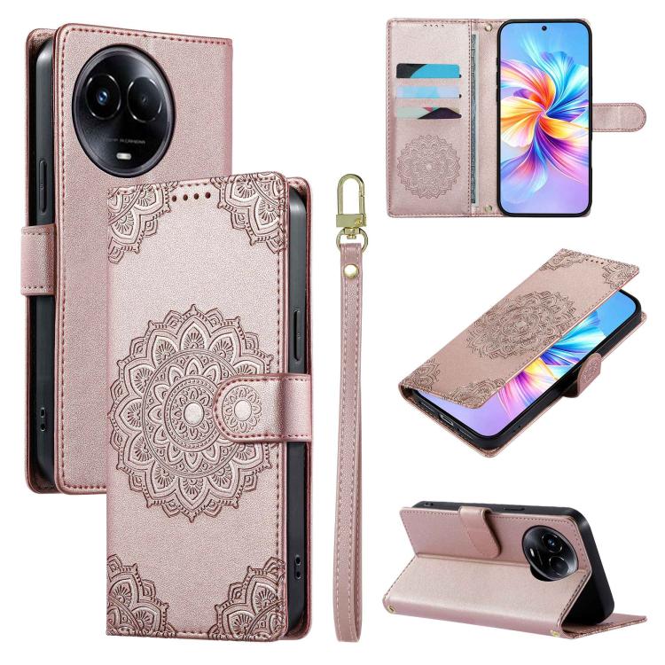 Totem Embossed Magnetic Closure Vegan Leather Phone Case with Strap, For Realme C75 4G / 14X 5G, For Realme C63 4G / Narzo N63 4G, For Realme 13+, For Realme 12+ / 12 4G / 13 4G, For Realme 13 Pro / 13 Pro+, For Realme 12 5G / 12X 5G / C65 5G          ...