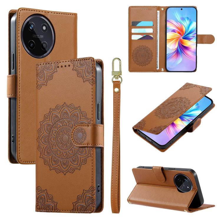 Totem Embossed Magnetic Closure Vegan Leather Phone Case with Strap, For Realme C75 4G / 14X 5G, For Realme C63 4G / Narzo N63 4G, For Realme 13+, For Realme 12+ / 12 4G / 13 4G, For Realme 13 Pro / 13 Pro+, For Realme 12 5G / 12X 5G / C65 5G          ...