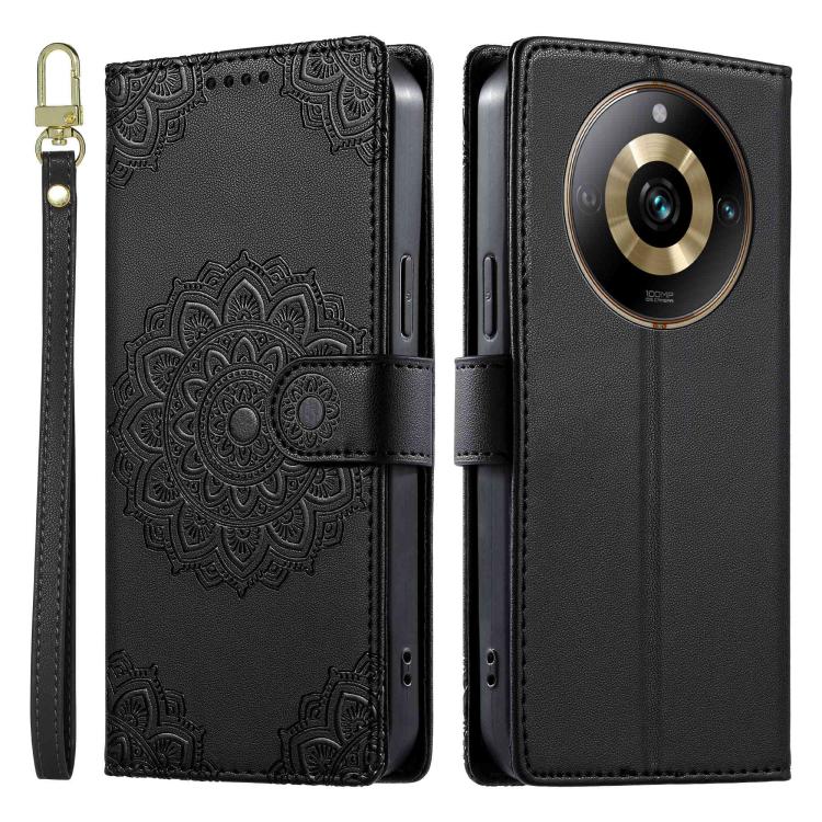 Totem Embossed Magnetic Closure Vegan Leather Phone Case with Strap, For Realme 11 Pro / 11 Pro+, For Realme C65 4G, For Realme C55 4G / Narzo N55 4G