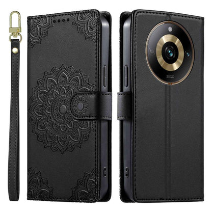 Totem Embossed Magnetic Closure Vegan Leather Phone Case with Strap, For Realme 11 Pro / 11 Pro+, For Realme C65 4G, For Realme C55 4G / Narzo N55 4G