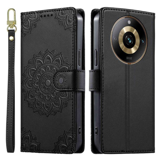Totem Embossed Magnetic Closure Vegan Leather Phone Case with Strap, For Realme 11 Pro / 11 Pro+, For Realme C65 4G, For Realme C55 4G / Narzo N55 4G