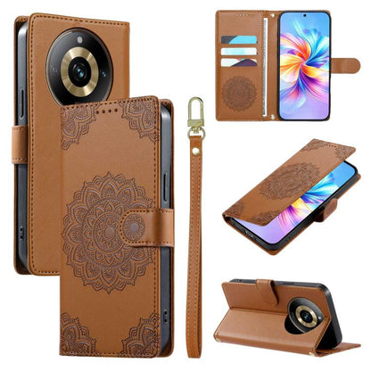 Totem Embossed Magnetic Closure Vegan Leather Phone Case with Strap, For Realme 11 Pro / 11 Pro+, For Realme C65 4G, For Realme C55 4G / Narzo N55 4G