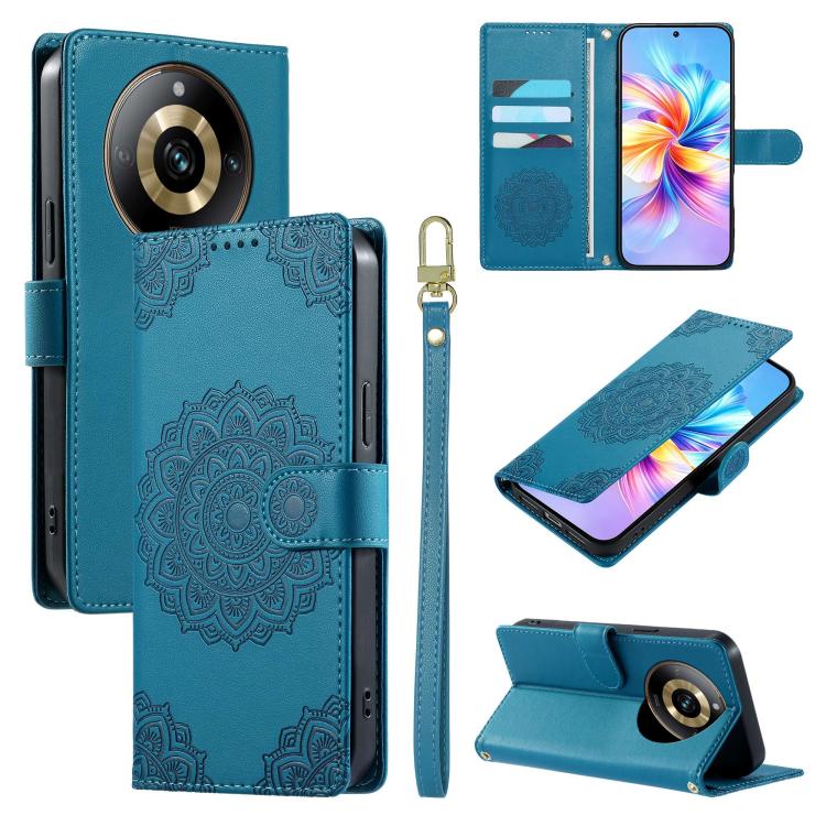 Totem Embossed Magnetic Closure Vegan Leather Phone Case with Strap, For Realme 11 Pro / 11 Pro+, For Realme C65 4G, For Realme C55 4G / Narzo N55 4G