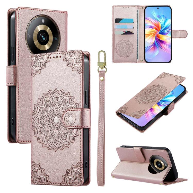 Totem Embossed Magnetic Closure Vegan Leather Phone Case with Strap, For Realme 11 Pro / 11 Pro+, For Realme C65 4G, For Realme C55 4G / Narzo N55 4G
