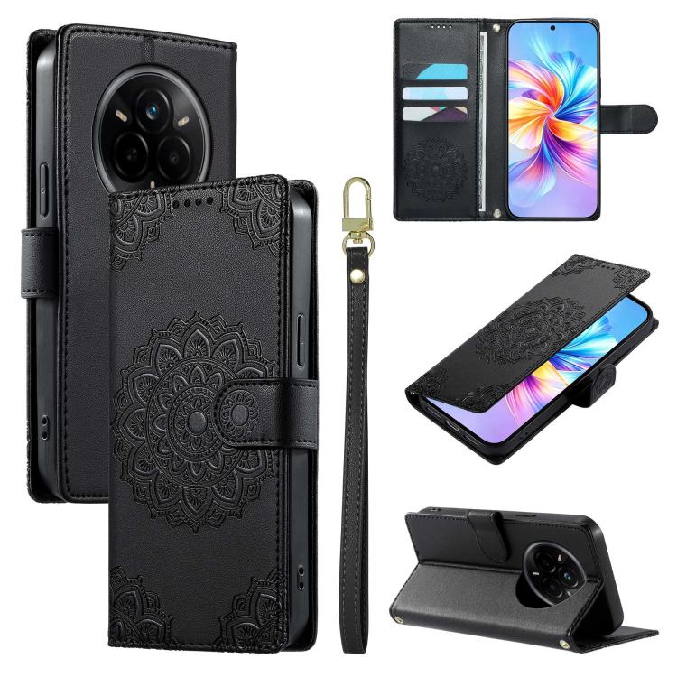 Totem Embossed Magnetic Closure Vegan Leather Phone Case with Strap, For Realme 16T 5G, For Realme C100 4G, For Realme C85 / 15X / C83 5G, For Realme 16 5G, For Realme 16 Pro+ 5G, For Realme 16 Pro 5G, For Realme C85 Pro 4G, For Realme 15T 5G          ...