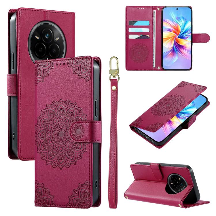Totem Embossed Magnetic Closure Vegan Leather Phone Case with Strap, For Realme 16T 5G, For Realme C100 4G, For Realme C85 / 15X / C83 5G, For Realme 16 5G, For Realme 16 Pro+ 5G, For Realme 16 Pro 5G, For Realme C85 Pro 4G, For Realme 15T 5G          ...
