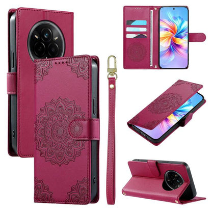 Totem Embossed Magnetic Closure Vegan Leather Phone Case with Strap, For Realme 16T 5G, For Realme C100 4G, For Realme C85 / 15X / C83 5G, For Realme 16 5G, For Realme 16 Pro+ 5G, For Realme 16 Pro 5G, For Realme C85 Pro 4G, For Realme 15T 5G          ...