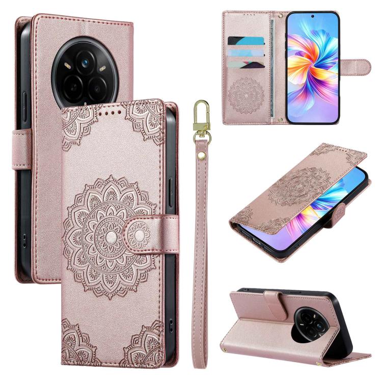 Totem Embossed Magnetic Closure Vegan Leather Phone Case with Strap, For Realme 16T 5G, For Realme C100 4G, For Realme C85 / 15X / C83 5G, For Realme 16 5G, For Realme 16 Pro+ 5G, For Realme 16 Pro 5G, For Realme C85 Pro 4G, For Realme 15T 5G          ...