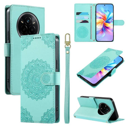 Totem Embossed Magnetic Closure Vegan Leather Phone Case with Strap, For Realme 16T 5G, For Realme C100 4G, For Realme C85 / 15X / C83 5G, For Realme 16 5G, For Realme 16 Pro+ 5G, For Realme 16 Pro 5G, For Realme C85 Pro 4G, For Realme 15T 5G          ...