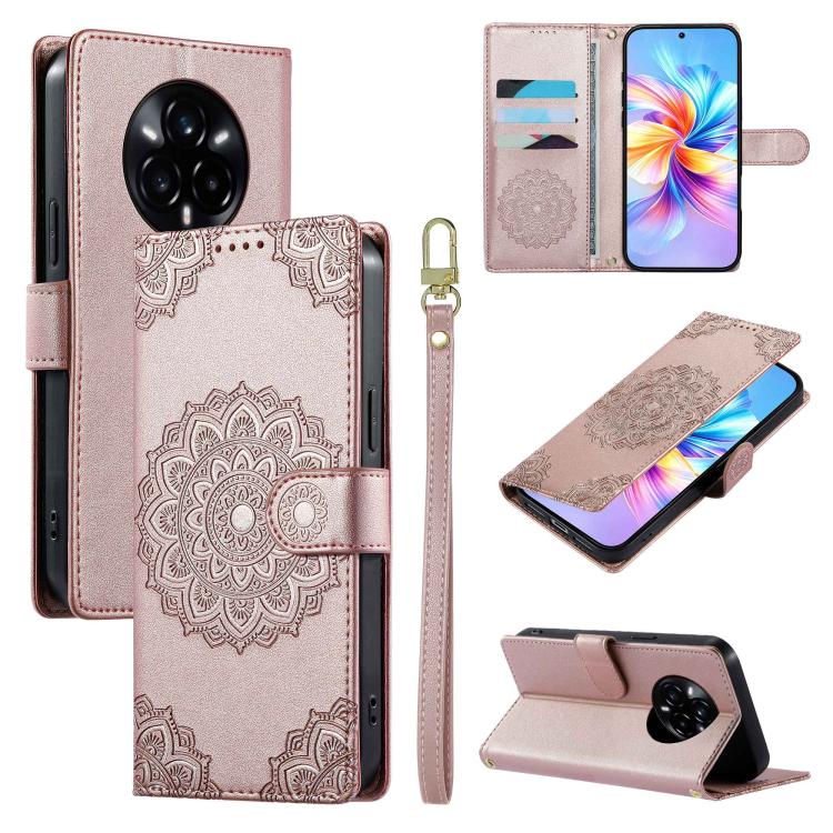 Totem Embossed Magnetic Closure Vegan Leather Phone Case with Strap, For Realme 16T 5G, For Realme C100 4G, For Realme C85 / 15X / C83 5G, For Realme 16 5G, For Realme 16 Pro+ 5G, For Realme 16 Pro 5G, For Realme C85 Pro 4G, For Realme 15T 5G          ...