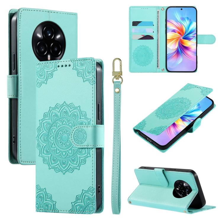 Totem Embossed Magnetic Closure Vegan Leather Phone Case with Strap, For Realme 16T 5G, For Realme C100 4G, For Realme C85 / 15X / C83 5G, For Realme 16 5G, For Realme 16 Pro+ 5G, For Realme 16 Pro 5G, For Realme C85 Pro 4G, For Realme 15T 5G          ...