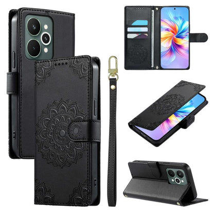 Totem Embossed Magnetic Closure Vegan Leather Phone Case with Strap, For Realme 16T 5G, For Realme C100 4G, For Realme C85 / 15X / C83 5G, For Realme 16 5G, For Realme 16 Pro+ 5G, For Realme 16 Pro 5G, For Realme C85 Pro 4G, For Realme 15T 5G          ...
