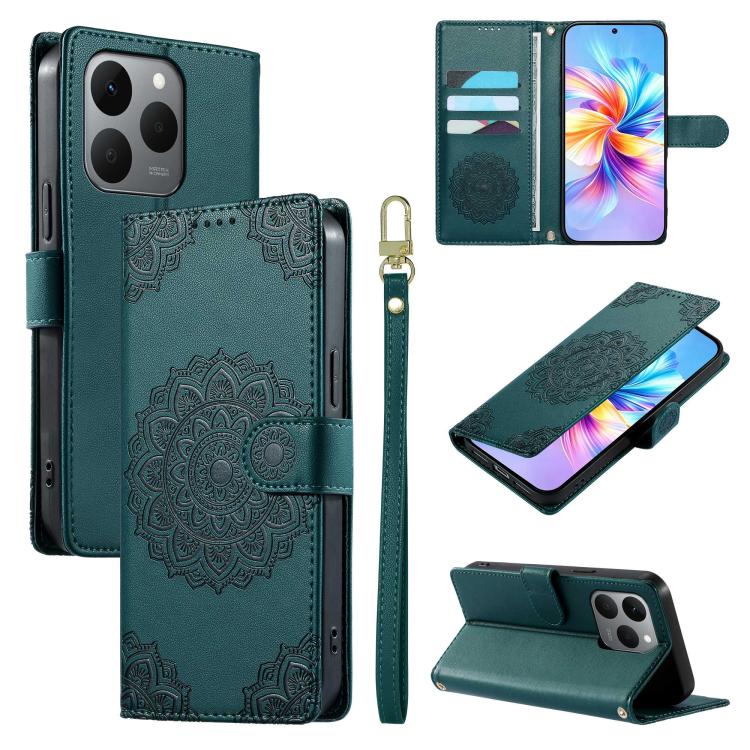 Totem Embossed Magnetic Closure Vegan Leather Phone Case with Strap, For Realme 16T 5G, For Realme C100 4G, For Realme C85 / 15X / C83 5G, For Realme 16 5G, For Realme 16 Pro+ 5G, For Realme 16 Pro 5G, For Realme C85 Pro 4G, For Realme 15T 5G          ...