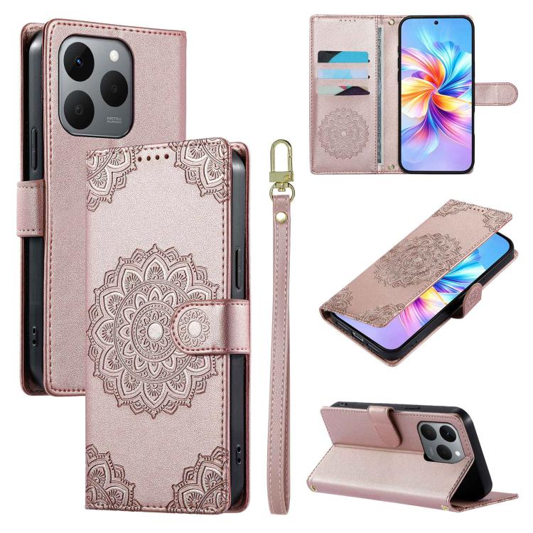 Totem Embossed Magnetic Closure Vegan Leather Phone Case with Strap, For Realme 16T 5G, For Realme C100 4G, For Realme C85 / 15X / C83 5G, For Realme 16 5G, For Realme 16 Pro+ 5G, For Realme 16 Pro 5G, For Realme C85 Pro 4G, For Realme 15T 5G          ...