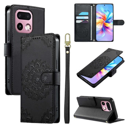 Totem Embossed Magnetic Closure Vegan Leather Phone Case with Strap, For Realme 16T 5G, For Realme C100 4G, For Realme C85 / 15X / C83 5G, For Realme 16 5G, For Realme 16 Pro+ 5G, For Realme 16 Pro 5G, For Realme C85 Pro 4G, For Realme 15T 5G          ...