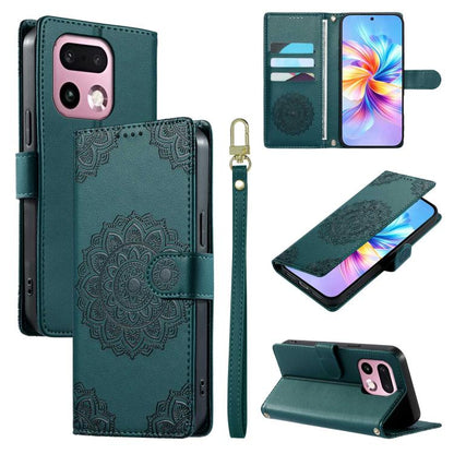 Totem Embossed Magnetic Closure Vegan Leather Phone Case with Strap, For Realme 16T 5G, For Realme C100 4G, For Realme C85 / 15X / C83 5G, For Realme 16 5G, For Realme 16 Pro+ 5G, For Realme 16 Pro 5G, For Realme C85 Pro 4G, For Realme 15T 5G          ...