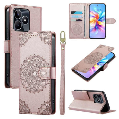 Totem Embossed Magnetic Closure Vegan Leather Phone Case with Strap, For Realme C75 4G / 14X 5G, For Realme C63 4G / Narzo N63 4G, For Realme 13+, For Realme 12+ / 12 4G / 13 4G, For Realme 13 Pro / 13 Pro+, For Realme 12 5G / 12X 5G / C65 5G          ...