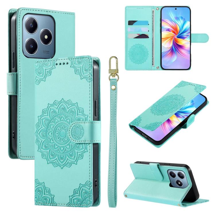 Totem Embossed Magnetic Closure Vegan Leather Phone Case with Strap, For Realme C75 4G / 14X 5G, For Realme C63 4G / Narzo N63 4G, For Realme 13+, For Realme 12+ / 12 4G / 13 4G, For Realme 13 Pro / 13 Pro+, For Realme 12 5G / 12X 5G / C65 5G          ...