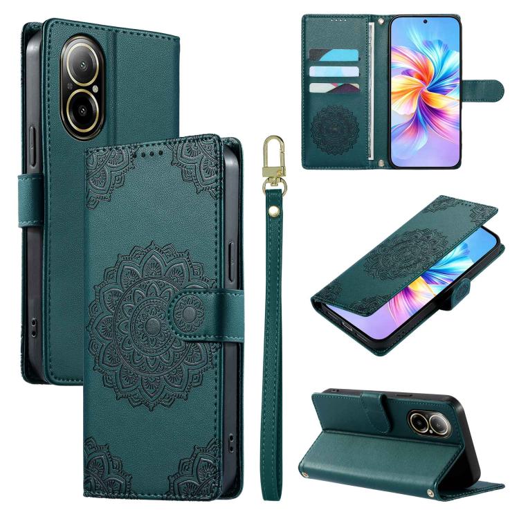 Totem Embossed Magnetic Closure Vegan Leather Phone Case with Strap, For Realme C75 4G / 14X 5G, For Realme C63 4G / Narzo N63 4G, For Realme 13+, For Realme 12+ / 12 4G / 13 4G, For Realme 13 Pro / 13 Pro+, For Realme 12 5G / 12X 5G / C65 5G          ...