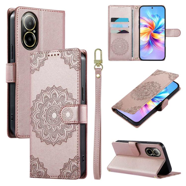 Totem Embossed Magnetic Closure Vegan Leather Phone Case with Strap, For Realme C75 4G / 14X 5G, For Realme C63 4G / Narzo N63 4G, For Realme 13+, For Realme 12+ / 12 4G / 13 4G, For Realme 13 Pro / 13 Pro+, For Realme 12 5G / 12X 5G / C65 5G          ...