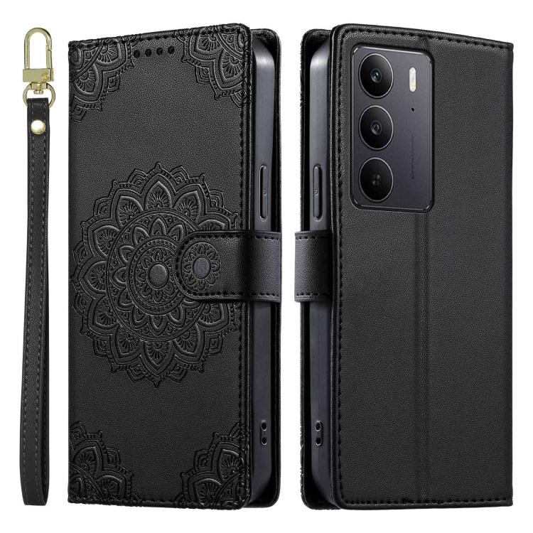 Totem Embossed Magnetic Closure Vegan Leather Phone Case with Strap, For Realme C75 4G / 14X 5G, For Realme C63 4G / Narzo N63 4G, For Realme 13+, For Realme 12+ / 12 4G / 13 4G, For Realme 13 Pro / 13 Pro+, For Realme 12 5G / 12X 5G / C65 5G          ...