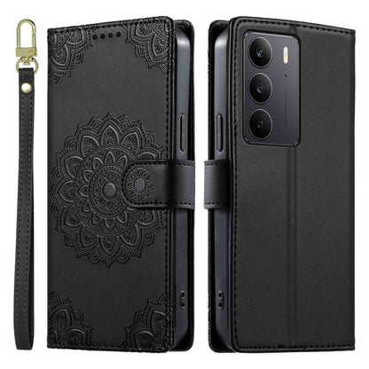 Totem Embossed Magnetic Closure Vegan Leather Phone Case with Strap, For Realme C75 4G / 14X 5G, For Realme C63 4G / Narzo N63 4G, For Realme 13+, For Realme 12+ / 12 4G / 13 4G, For Realme 13 Pro / 13 Pro+, For Realme 12 5G / 12X 5G / C65 5G          ...