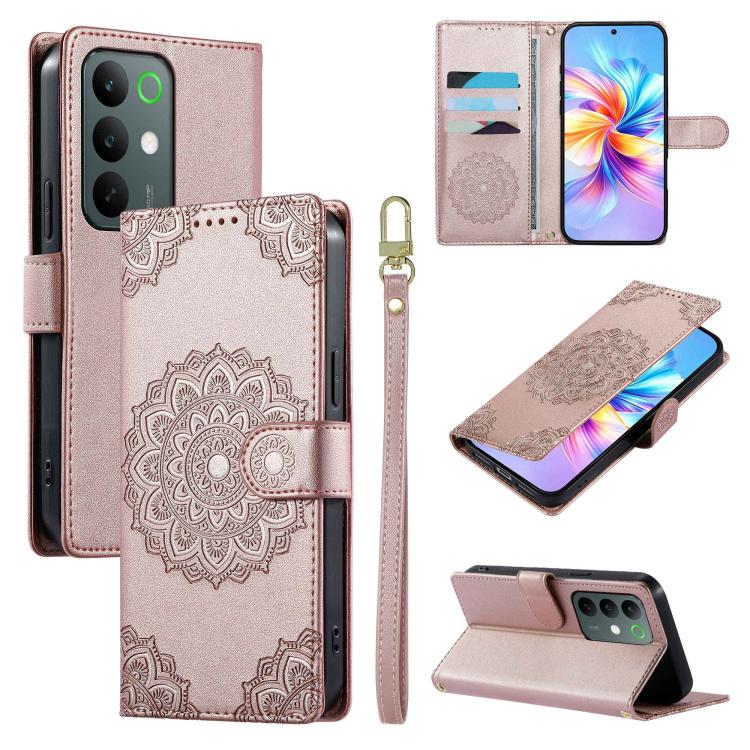 Totem Embossed Magnetic Closure Vegan Leather Phone Case with Strap, For Realme 16T 5G, For Realme C100 4G, For Realme C85 / 15X / C83 5G, For Realme 16 5G, For Realme 16 Pro+ 5G, For Realme 16 Pro 5G, For Realme C85 Pro 4G, For Realme 15T 5G          ...