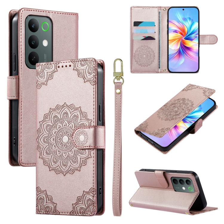 Totem Embossed Magnetic Closure Vegan Leather Phone Case with Strap, For Realme 16T 5G, For Realme C100 4G, For Realme C85 / 15X / C83 5G, For Realme 16 5G, For Realme 16 Pro+ 5G, For Realme 16 Pro 5G, For Realme C85 Pro 4G, For Realme 15T 5G          ...
