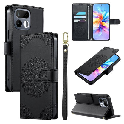 Totem Embossed Magnetic Closure Vegan Leather Phone Case with Strap, For Realme 16T 5G, For Realme C100 4G, For Realme C85 / 15X / C83 5G, For Realme 16 5G, For Realme 16 Pro+ 5G, For Realme 16 Pro 5G, For Realme C85 Pro 4G, For Realme 15T 5G          ...