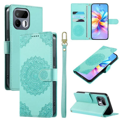 Totem Embossed Magnetic Closure Vegan Leather Phone Case with Strap, For Realme 16T 5G, For Realme C100 4G, For Realme C85 / 15X / C83 5G, For Realme 16 5G, For Realme 16 Pro+ 5G, For Realme 16 Pro 5G, For Realme C85 Pro 4G, For Realme 15T 5G          ...