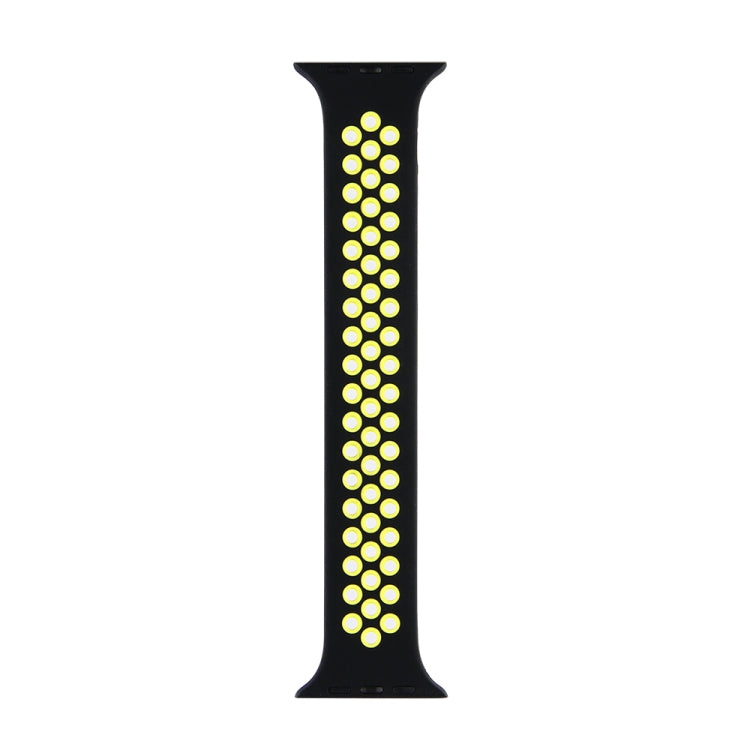 Elastic Silicone Watchband For Apple Watch Series 6 & SE & 5 & 4 40mm / 3 & 2 & 1 38mm, 135mm (Black Yellow), 135mm (Black Grey), 150mm (Red Black)