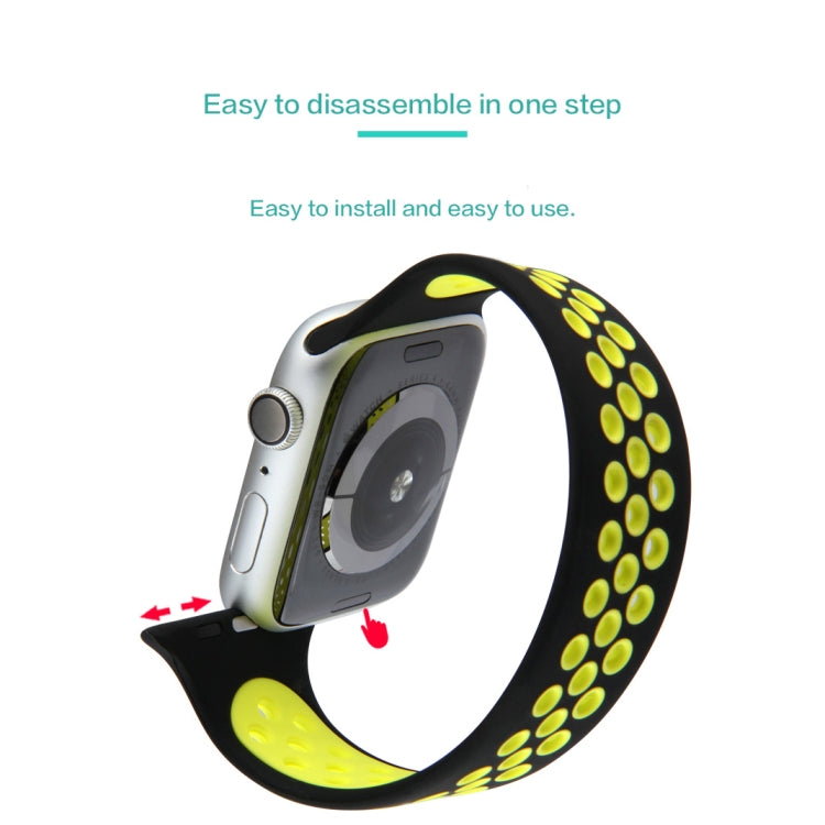 Elastic Silicone Watchband For Apple Watch Series 6 & SE & 5 & 4 40mm / 3 & 2 & 1 38mm, 135mm (Black Yellow), 135mm (Black Grey), 150mm (Red Black)