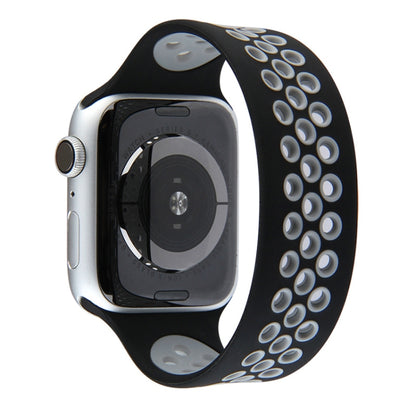 Elastic Silicone Watchband For Apple Watch Series 6 & SE & 5 & 4 40mm / 3 & 2 & 1 38mm, 135mm (Black Yellow), 135mm (Black Grey), 150mm (Red Black)