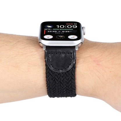 Nylon + Leather Braided Watchband For Apple Watch Series 6 & SE & 5 & 4 44mm / 3 & 2 & 1 42mm, S, M, L