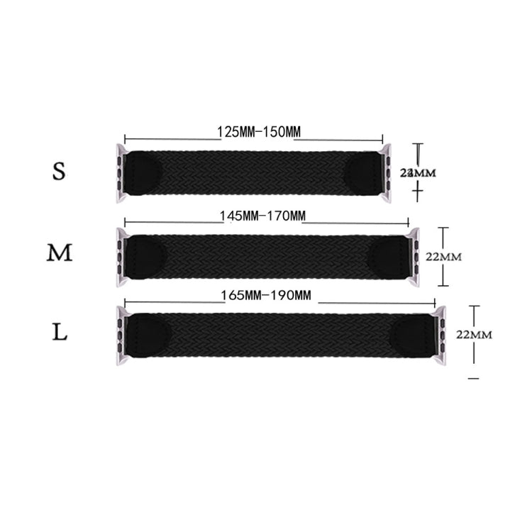 Nylon + Leather Braided Watchband For Apple Watch Series 6 & SE & 5 & 4 44mm / 3 & 2 & 1 42mm, S, M, L