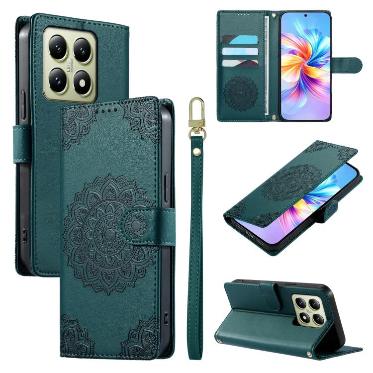 Totem Embossed Magnetic Closure Vegan Leather Phone Case with Strap, For Xiaomi Poco M7 4G 171mm, For Xiaomi 15T Pro 5G, For Xiaomi 15T 5G, For Xiaomi Poco F7 / Redmi Turbo 4 Pro, For Xiaomi 15 Ultra, For Xiaomi Poco X7 Pro / Redmi Turbo 4             ...