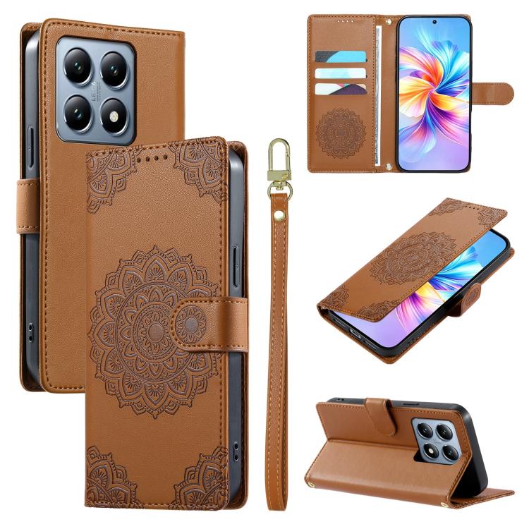 Totem Embossed Magnetic Closure Vegan Leather Phone Case with Strap, For Xiaomi Poco M7 4G 171mm, For Xiaomi 15T Pro 5G, For Xiaomi 15T 5G, For Xiaomi Poco F7 / Redmi Turbo 4 Pro, For Xiaomi 15 Ultra, For Xiaomi Poco X7 Pro / Redmi Turbo 4             ...