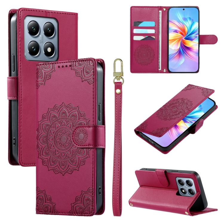 Totem Embossed Magnetic Closure Vegan Leather Phone Case with Strap, For Xiaomi Poco M7 4G 171mm, For Xiaomi 15T Pro 5G, For Xiaomi 15T 5G, For Xiaomi Poco F7 / Redmi Turbo 4 Pro, For Xiaomi 15 Ultra, For Xiaomi Poco X7 Pro / Redmi Turbo 4             ...