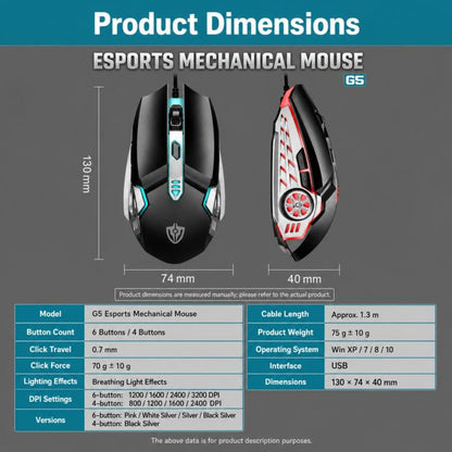 SHIPADOO G5 6D 3200DPI Gaming Mechanical USB Wired Mouse