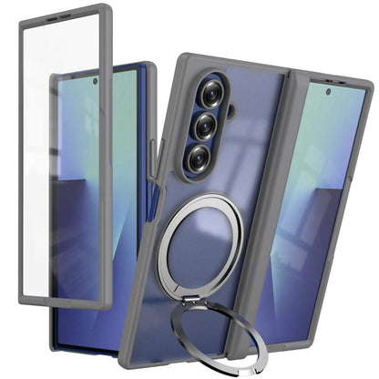 Hinge 360 Rotation Magnetic Ring Holder Integrated Film Phone Case, For  Galaxy Z Fold8 5G, For Galaxy Z Fold8 Ultra 5G, For Galaxy Z Fold7 5G