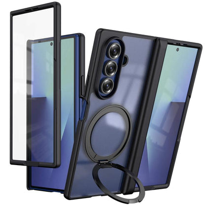Hinge 360 Rotation Magnetic Ring Holder Integrated Film Phone Case, For  Galaxy Z Fold8 5G, For Galaxy Z Fold8 Ultra 5G, For Galaxy Z Fold7 5G