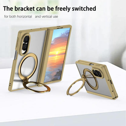Hinge 360 Rotation Magnetic Ring Holder Integrated Film Phone Case, For  Galaxy Z Fold8 5G, For Galaxy Z Fold8 Ultra 5G, For Galaxy Z Fold7 5G