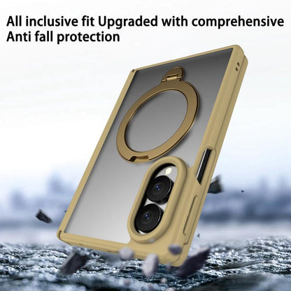 Hinge 360 Rotation Magnetic Ring Holder Integrated Film Phone Case, For  Galaxy Z Fold8 5G, For Galaxy Z Fold8 Ultra 5G, For Galaxy Z Fold7 5G