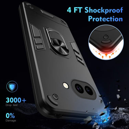 WANLONFENG Armor Kickstand Shockproof Phone Case with 2pcs Screen Films, For Google Pixel 10a, For Google Pixel 9a