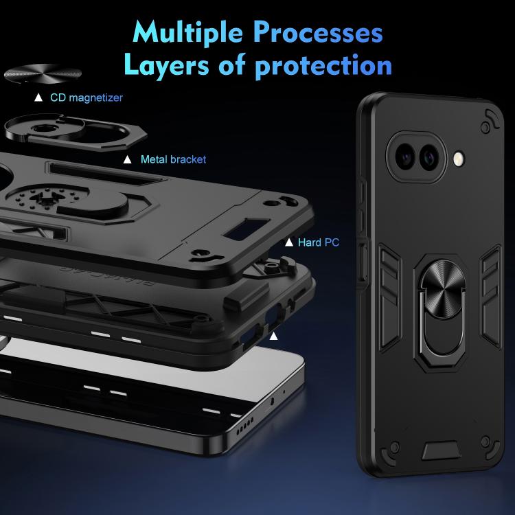 WANLONFENG Armor Kickstand Shockproof Phone Case with 2pcs Screen Films, For Google Pixel 10a, For Google Pixel 9a